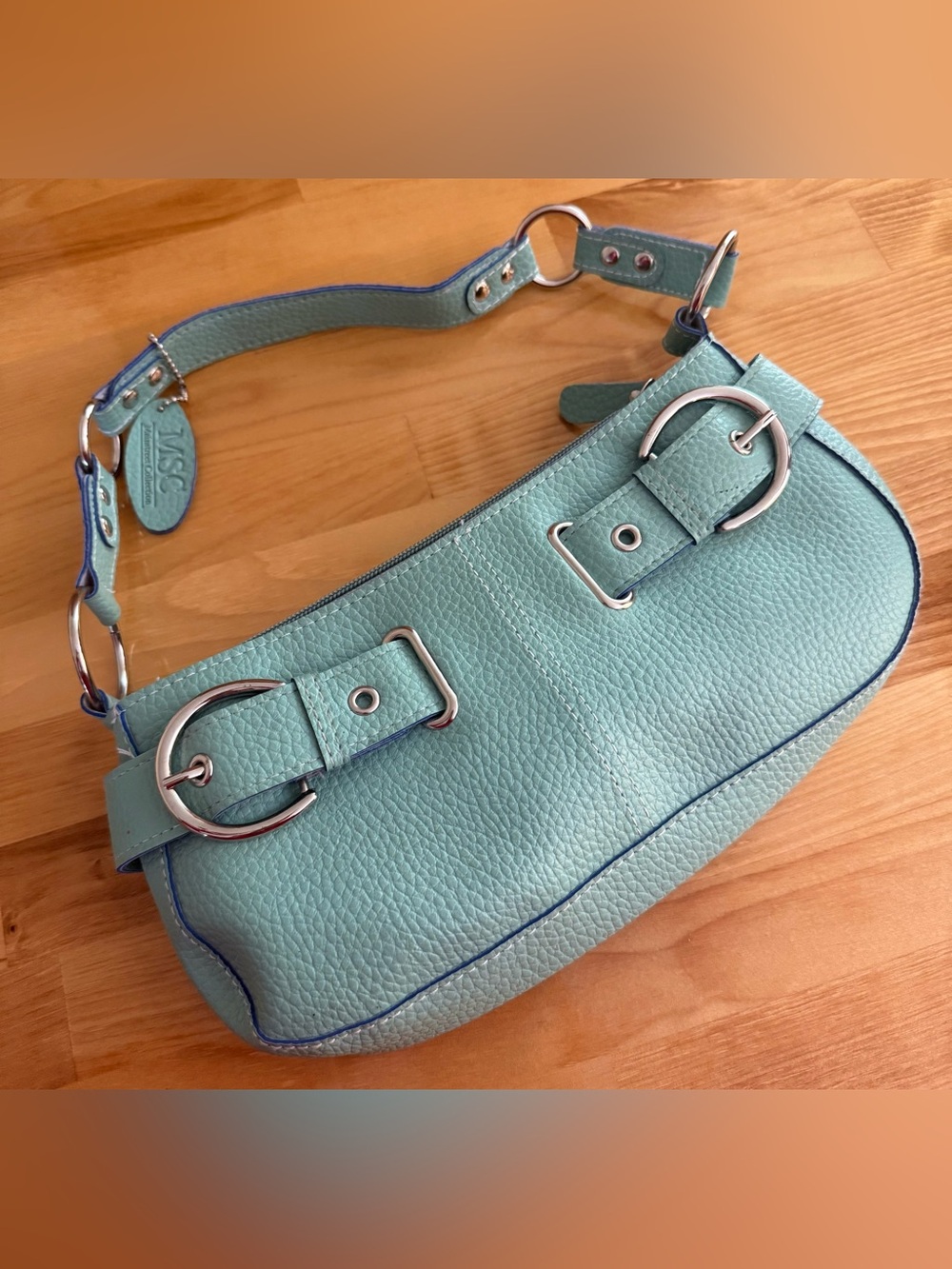 Light Teal Small Leather Handbag